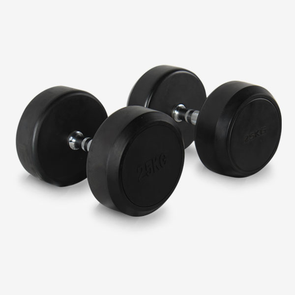 Black Fixed Rubber Dumbbell