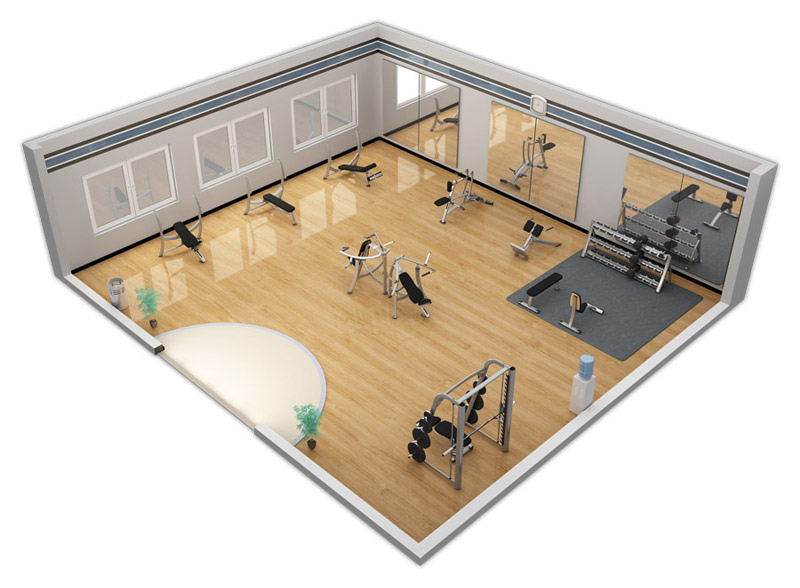 lay out fitness equipment
