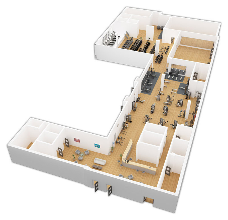 lay out commercial gym equipment