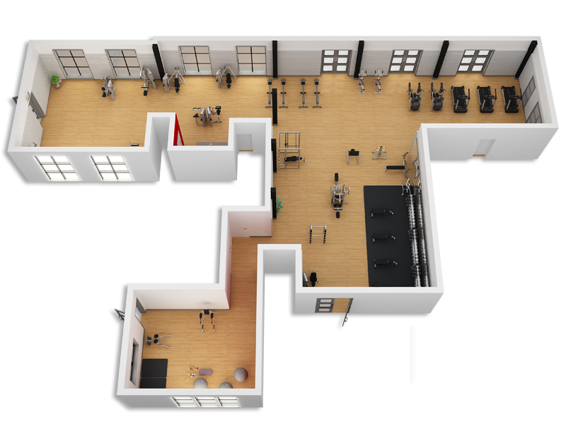 gym equipment lay out