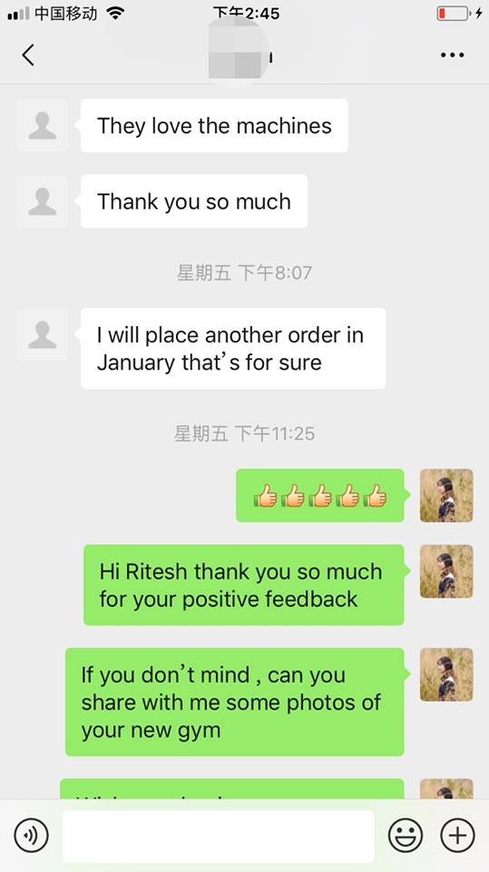 Suriname Customer's Thanks to BFT Fitness
